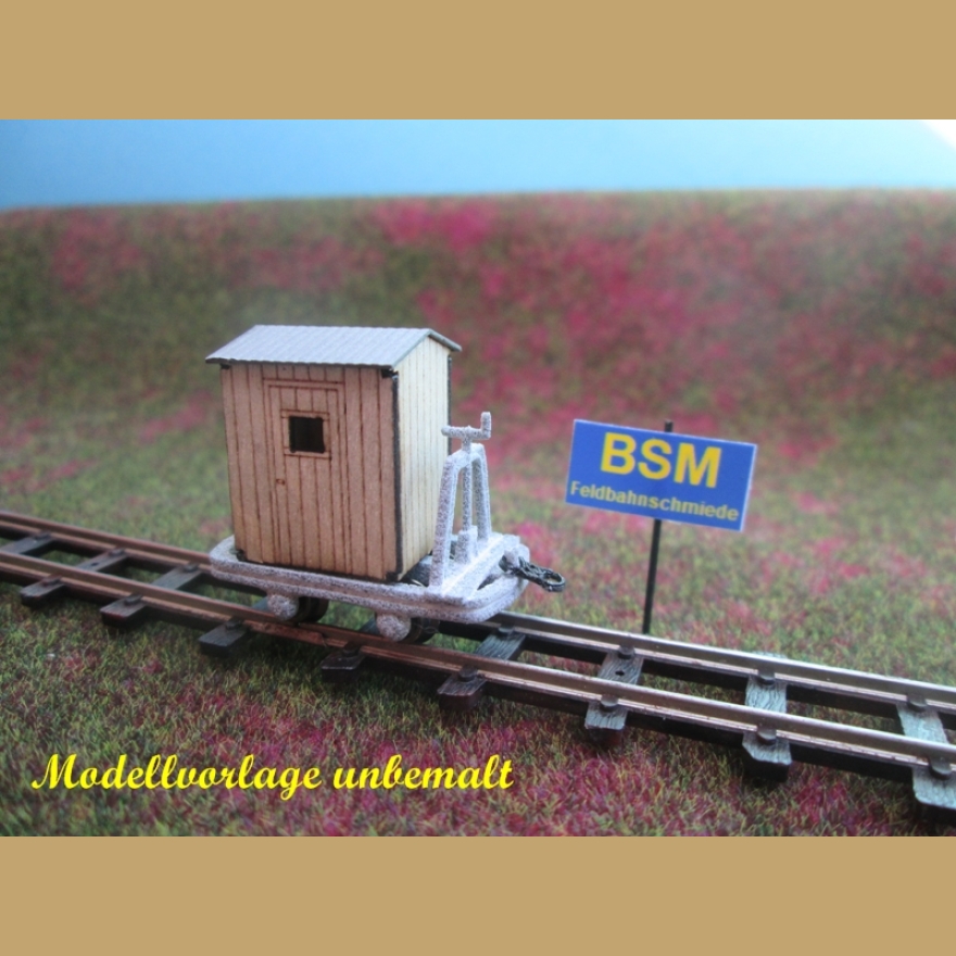 BSM - Lore mit Werkstattaufbau und Bremse / Holz - Bausatz H0e